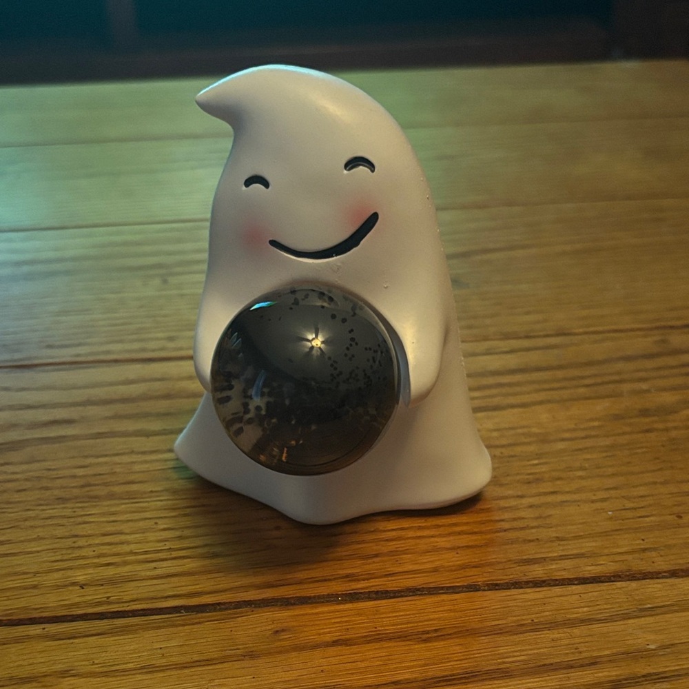 Cute Ghost Figurine with Silver Sphere